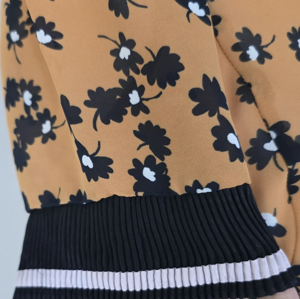 Saylor Mustard Floral Open Back Midi Dress Size Small Puff Sleeve Tie Back S - Picture 7 of 8